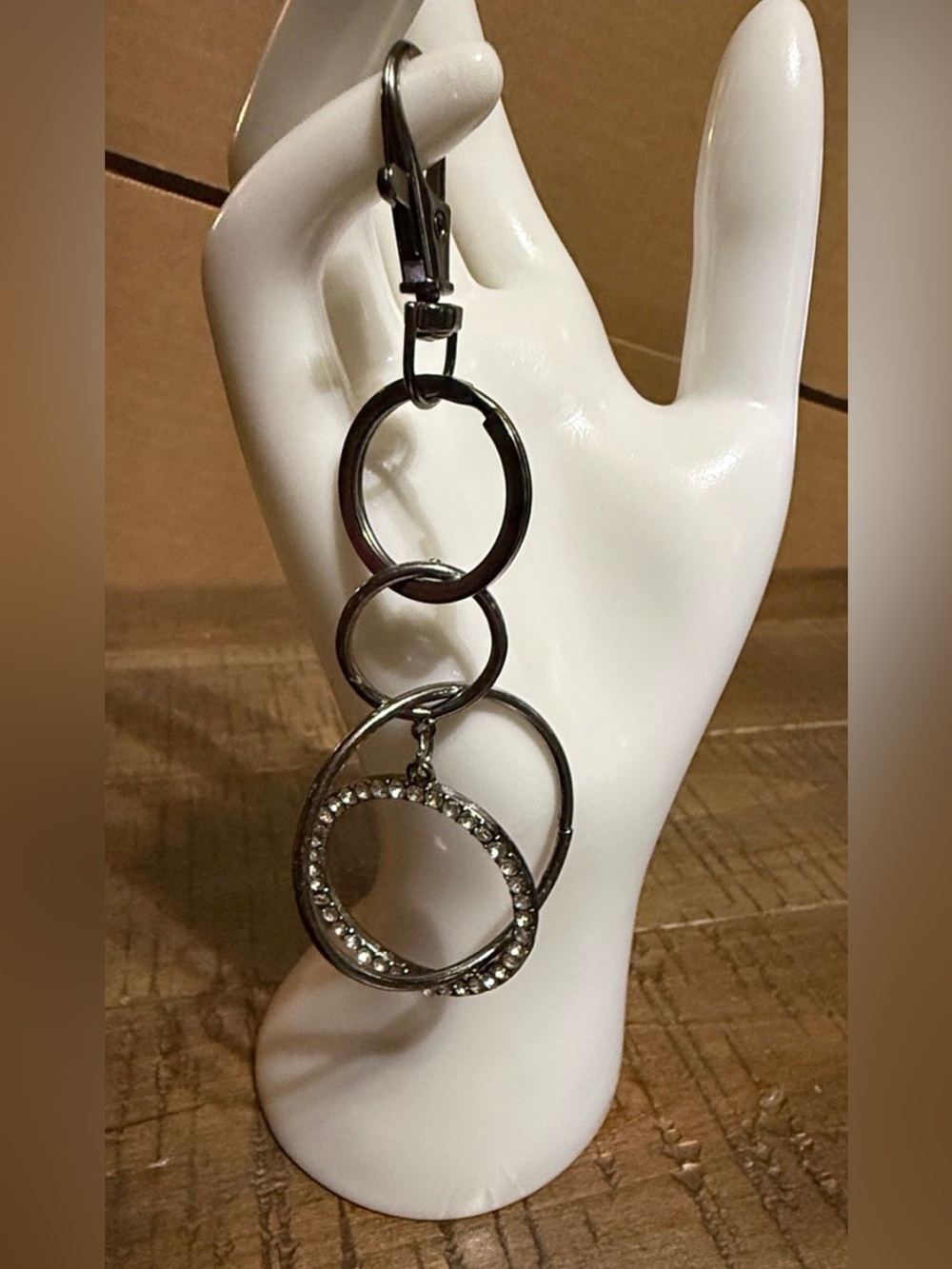 Rhinestone Hoop Keychain - Gunmetal